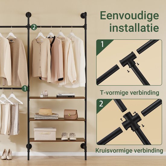 Kledingstang - Kledingstang voor aan de muur - Kledingrek - Kledingroede - 2 Stuks Kledingstang - Kledingstang voor aan de muur - Kledingrek - Kledingroede - 2 Stuks