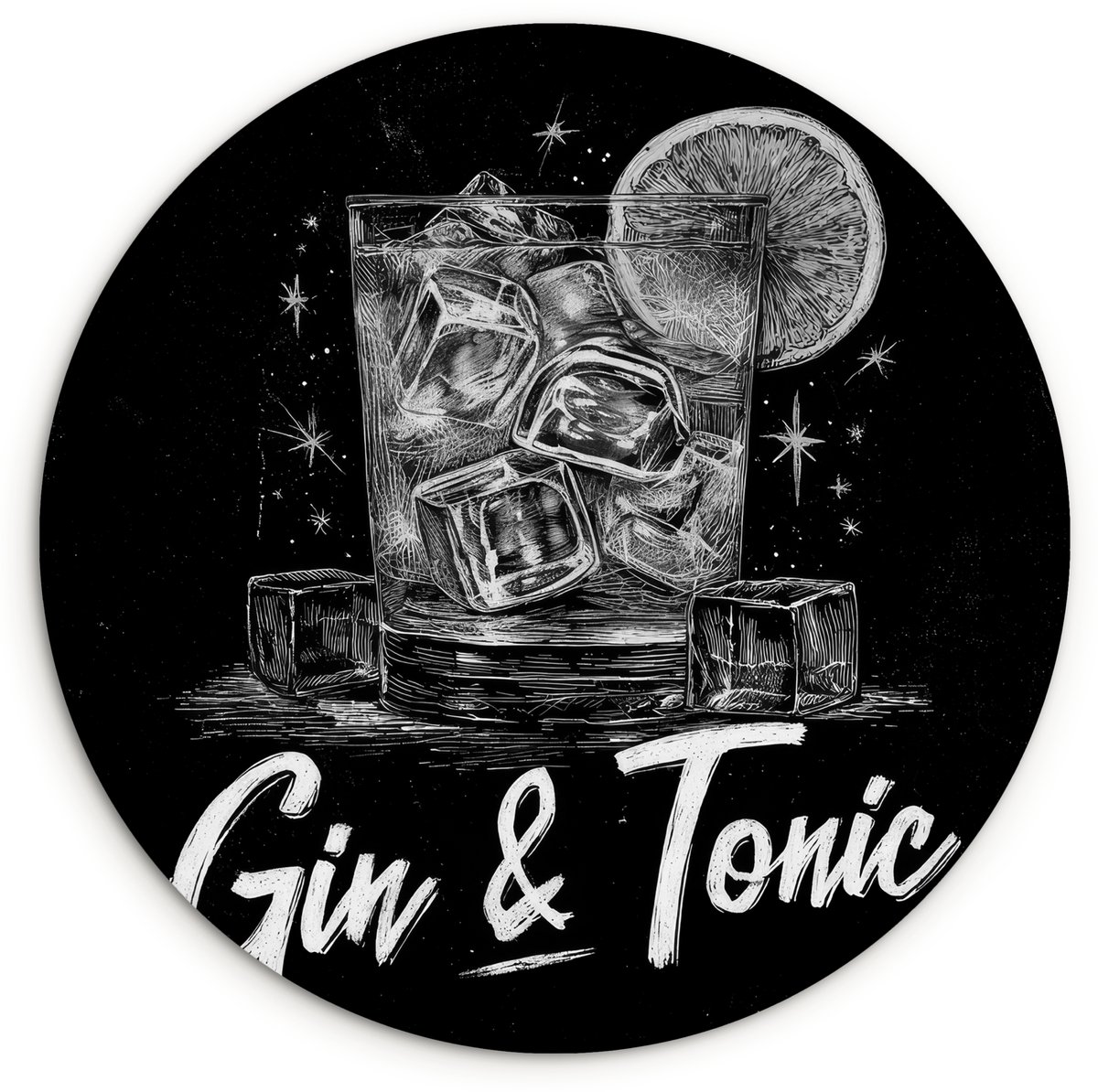 WallCircle Wandcirkel 30x30 cm - Muurcirkel Gin en tonic - Glas - Limoen - Ijsblokjes - Muurdecoratie woonkamer - Wanddecoratie slaapkamer - Kamer decoratie accessoires - Ronde schilderijen Gin & tonic - Ijsblokjes