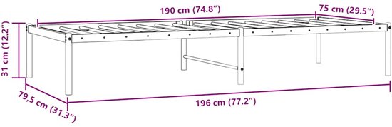 vidaXL Cadre de lit Métal Blanc 75 x 190 cm