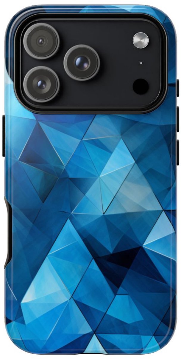 Blauw Geometrisch Driehoekenpatroon – Telefoonhoesje Geschikt voor iPhone 17 Pro