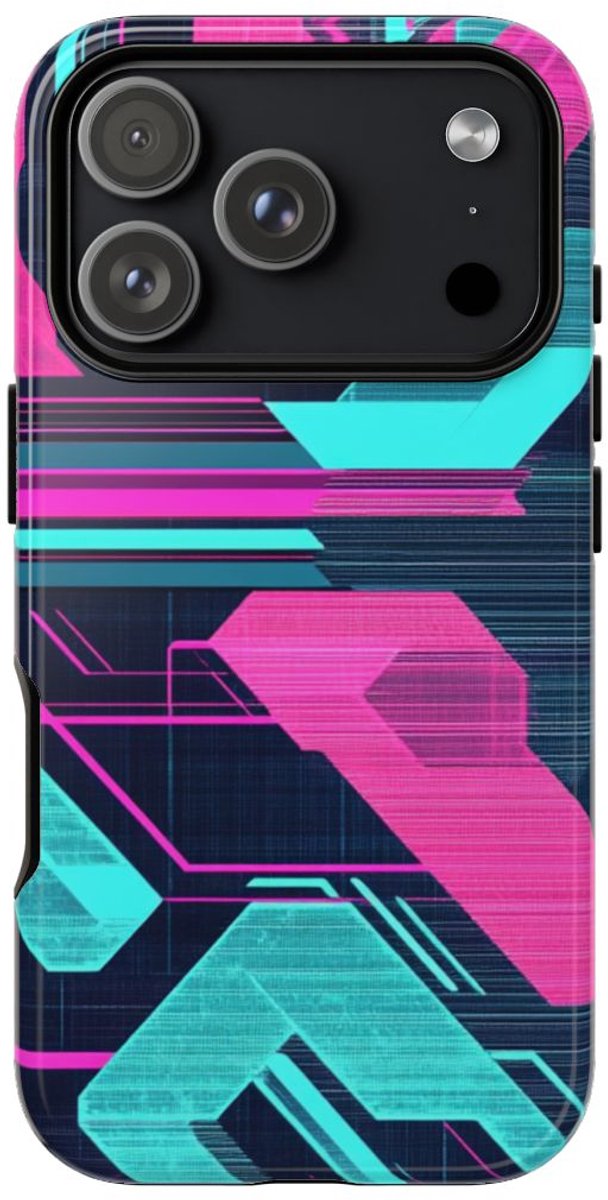 Fel Geometrisch Neonpatroon – Telefoonhoesje Geschikt voor iPhone 17 Pro