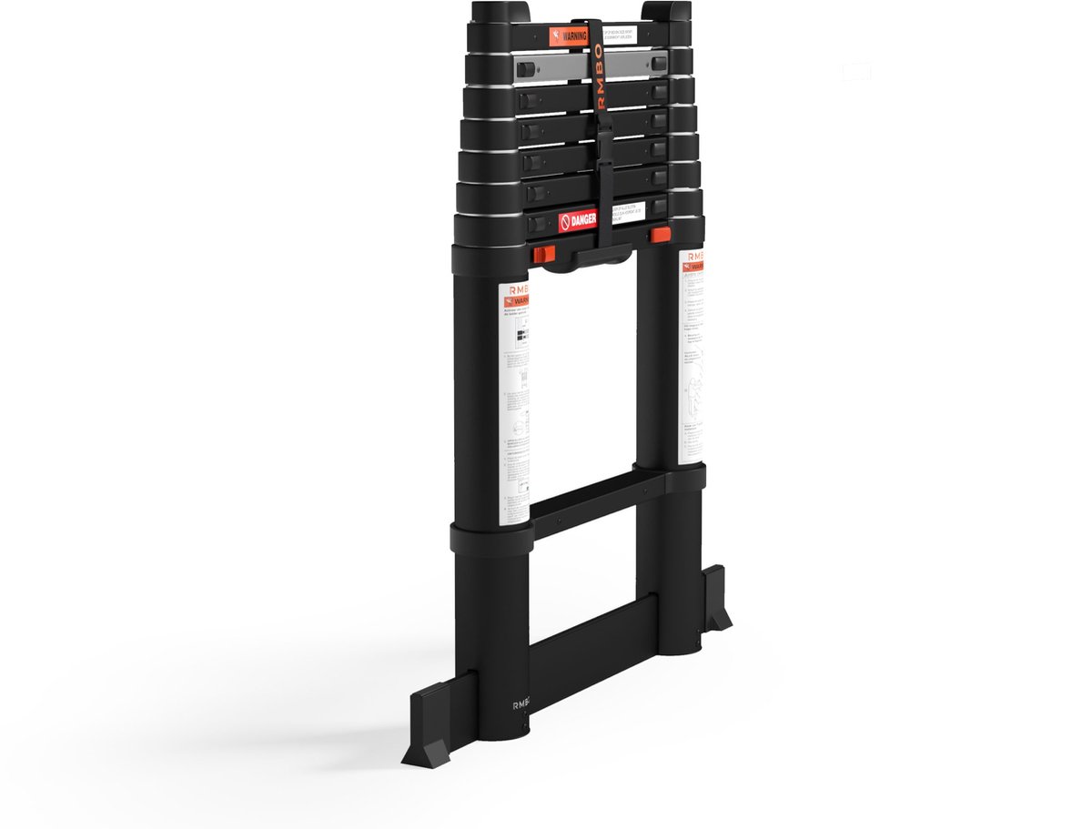 RMBO Telescopische Ladder - Telescoopladder - 2.60m lang, Compact en Draagbaar met Soft Closing Systeem, Geschikt voor Particulier en Professioneel Gebruik, Telescopische Vouwladder, Max. Belasting 150 kg, EN 131.6 – foto 3