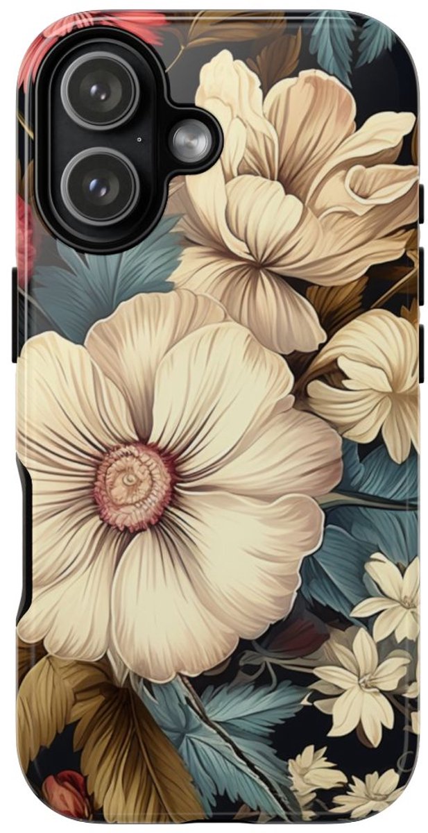 Vintage Bloemenpatroon met Crème en Roze Bloemen – Telefoonhoesje Geschikt voor iPhone 17