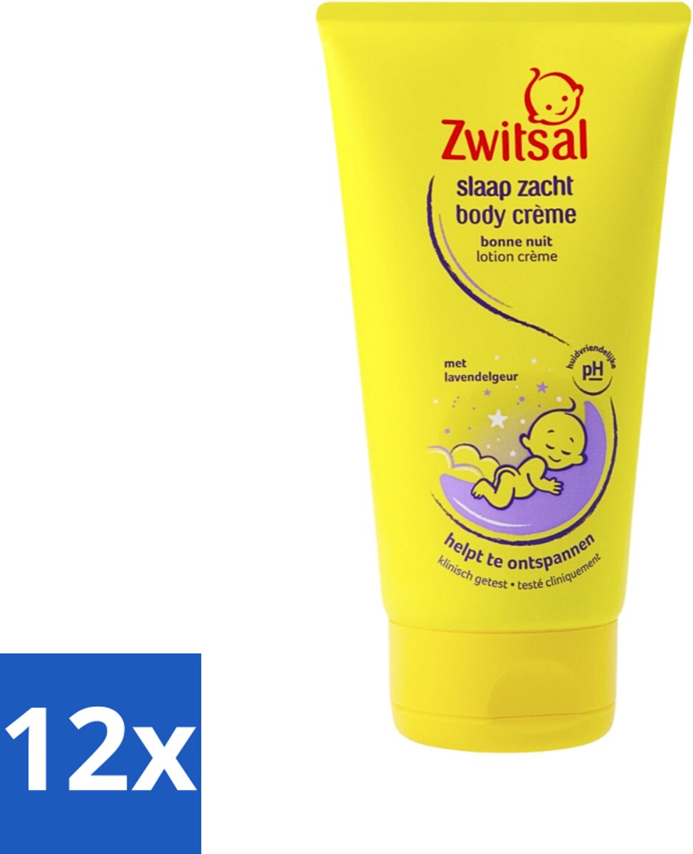 Image of 12 x Zwitsal - Lavendel - Bodycrème - Kalmerend - Voor de Gevoelige Huid - 150 ml - Zwitsal Baby Crème - Baby Crème Lavendel - Kalmerende Crème Baby - Gevoelige Babyhuid - Baby Verzorging