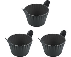 Silicone Egg Poacher Cups Serie - Eivormpjes voor Airfryer & Magnetron - 3 Stuks - Zwart Siliconen - BPA-vrij
