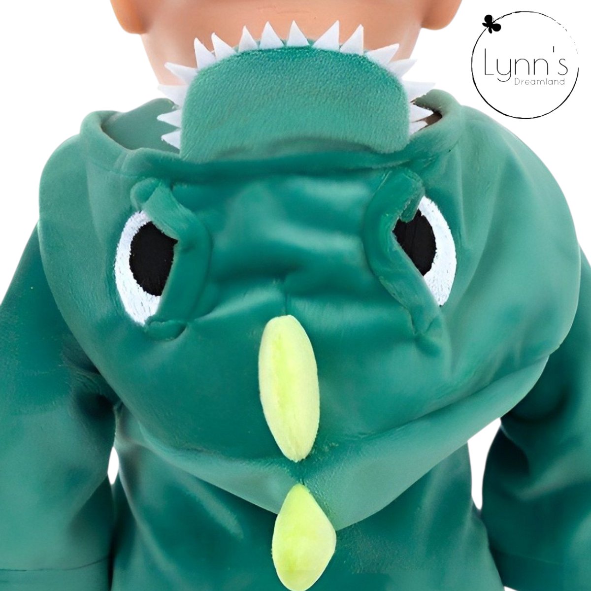 Poppenkleertjes voor babypop 43 cm - Groene dino badjas - In cadeauzakje - Poppenkleding geschikt voor o.a. Baby Born pop — afbeelding 5