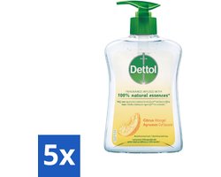 5 x Dettol - Handzeep - Antibacterieel - 100% Natuurlijke Oliën - Citrus - 250 ml - Handzeep - Antibacterieel - Handhygiëne - Citrusgeur - Natuurlijke Oliën