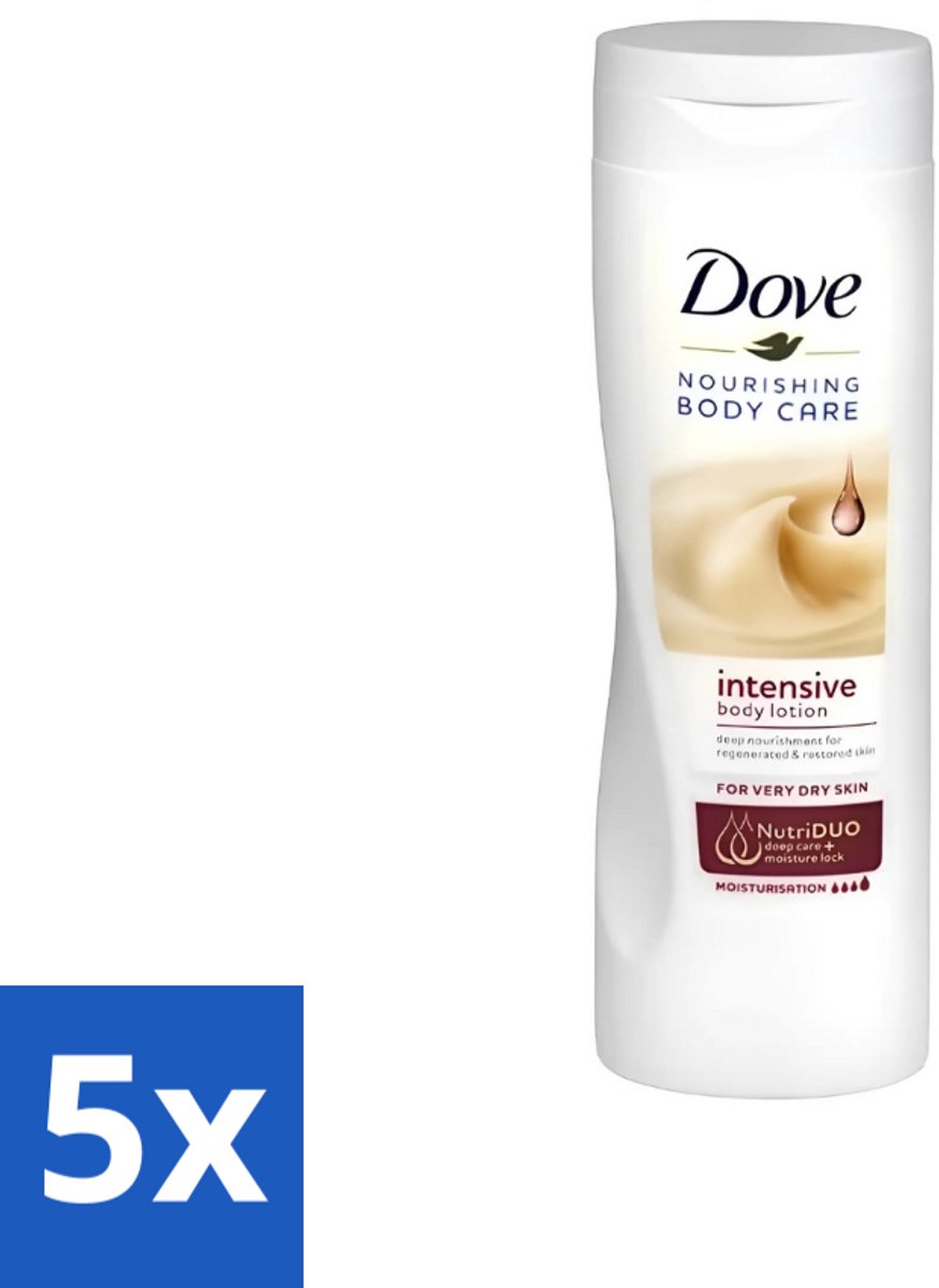 5 x Dove - Bodylotion - Intensive - Verzorgend en hydraterend - 400 ml - Bodylotion - Droge Huid - Hydratatie - Verzorging - Zachte Huid