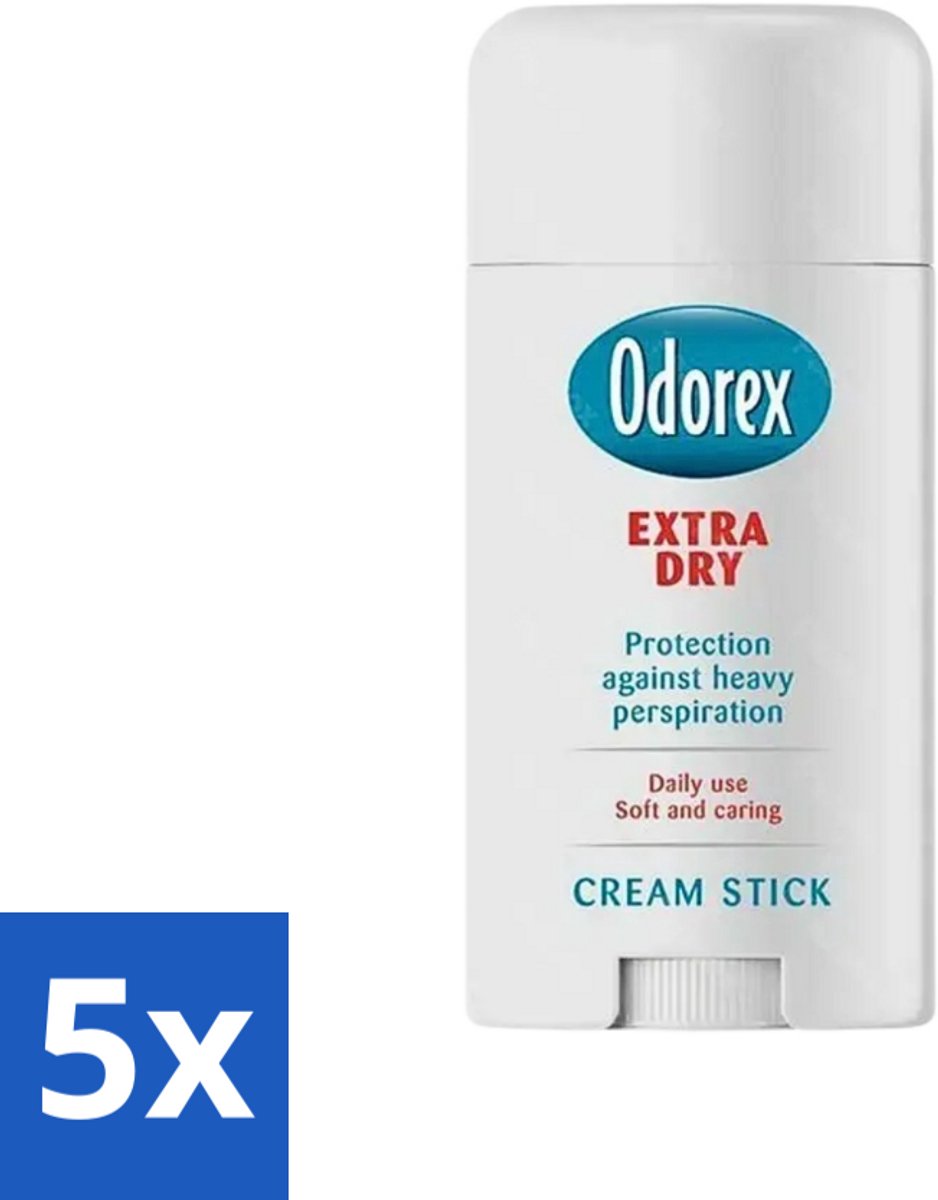 5 x Odorex Extra Dry Stick 40 ml - Geurloos - Droog - Anti-zweet - Zweetvermindering - Huidvriendelijk