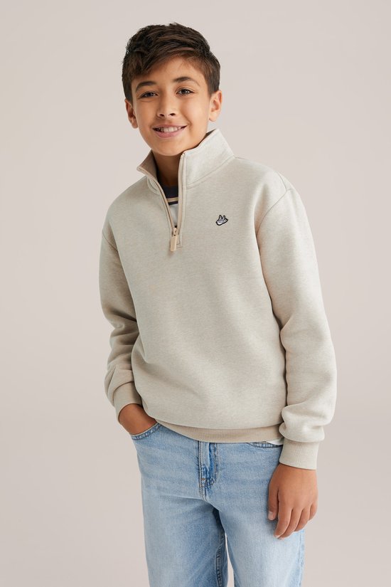 WE Fashion Jongens trui met quarter-zip en embroidery