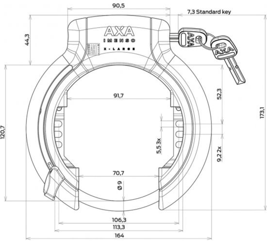 AXA Imenso X-Large - Ringslot voor fietsen met brede banden - ART 2 sterren keurmerk - Frameslot - Met plug-in mogelijkheid - Zwart van AXA — afbeelding 3