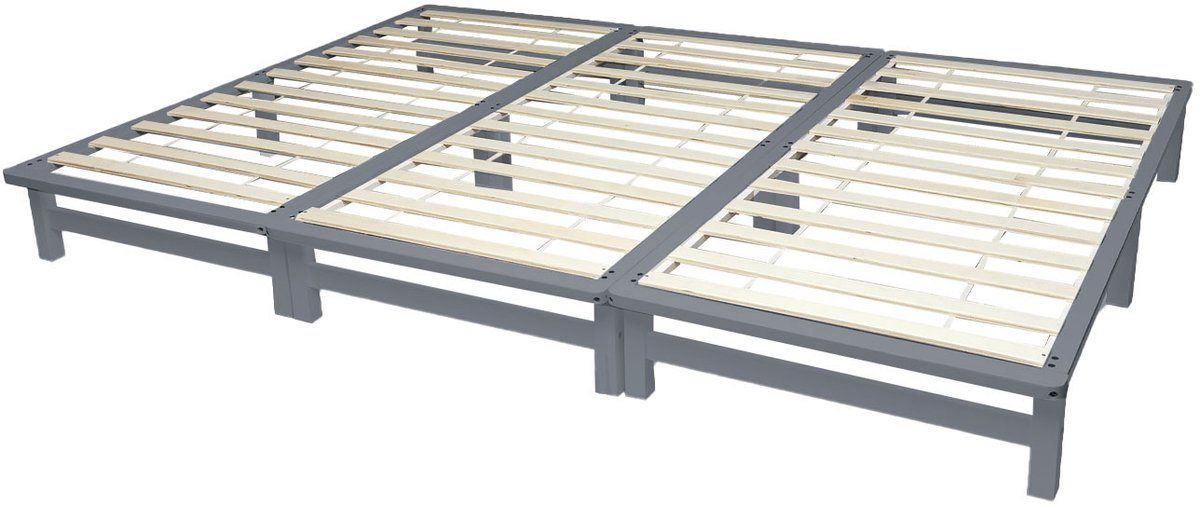 Homestyle4u Familiebed - 270x200 cm - Houten bed - Grijs