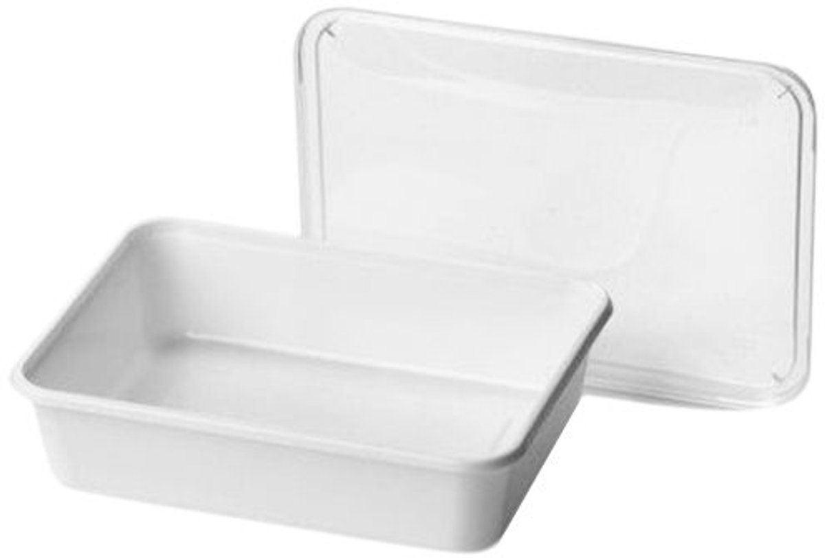 Magnetronbak 750ml - prepmeal - maaltijdbak - 100stuks + deksel - WIT - IMES
