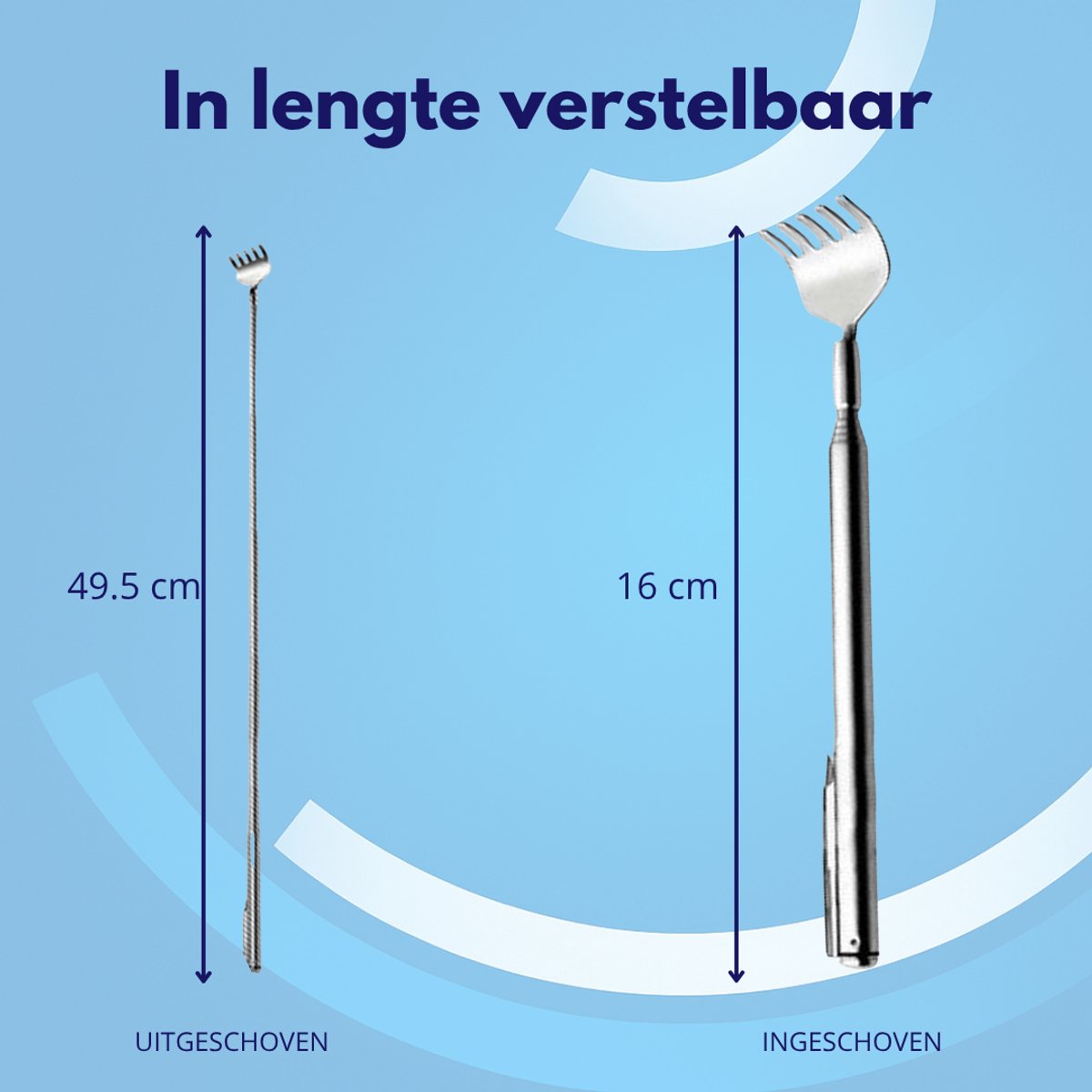 Knaak Uitschuifbare Ruggenkrabber Telescopisch Zilver - afbeelding 3