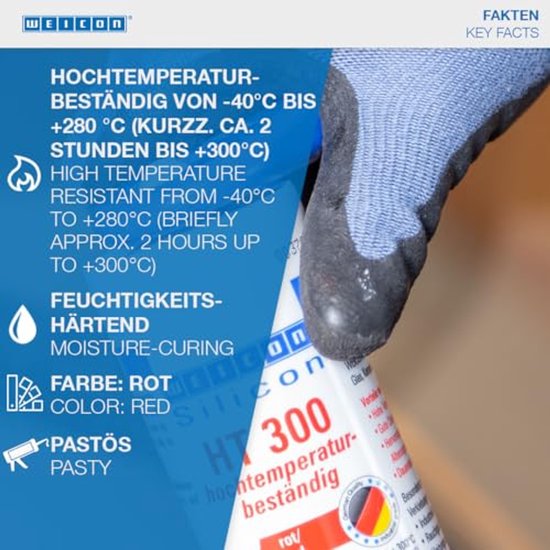 Hoge Temperatuur Silicone Lijm en Afdichtmiddel tot 300°C voor Ovens, Open Haarden, Staal, Aluminium, Glas, Keramiek