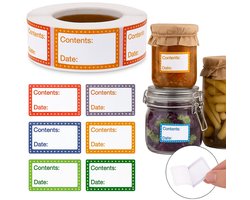 200 stuks Diepvriesetiketten – 1 Rol – Houdbaarheidsetiketten & Inmaaketiketten – 8 Kleuren – Verwijderbare Diepvries Stickers 4 × 2,5 cm – Gemakkelijk Beschrijfbaar – Ideaal voor Keuken, Vriezer & Voorraadkast