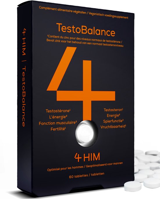 4HIM Testobalance - Testosteron Supplementen voor Mannen - met Zink, L-Arginine, Vitamin D3 en Fenegriek - voor Energie, Spierfunctie en een Normaal Testosteronniveau