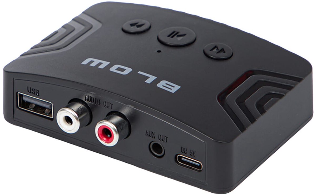BLOW Bluetooth Transmitter - AUX OUT 3.5mm & 2x RCA - Bluetooth 5.3 - 10m bereik - Plug & Play