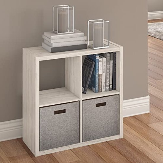 Open Back 4 Inch Open Back 4-Cube Storage Organizer - Bleached Walnut | bol