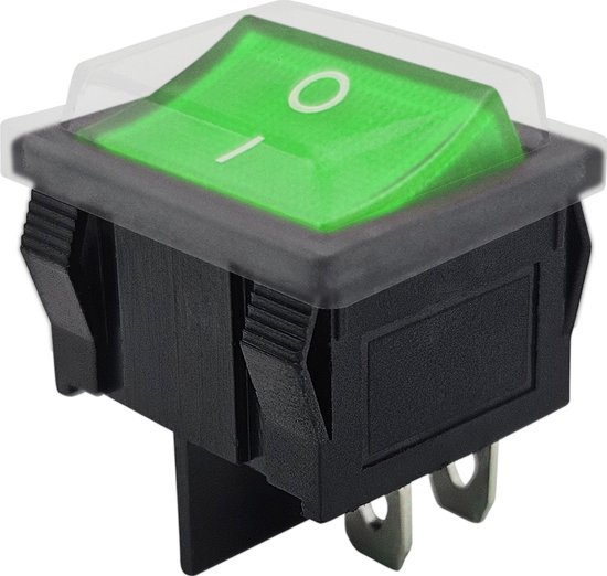 Interrupteur à bascule ProRide® ON-OFF KCD5-202 - avec capuchon de protection - 2 pôles - 250V/6A - Vert sans voyant lumineux