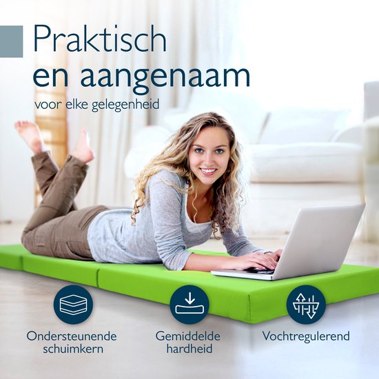 Beautissu opvouwbare matras 120x195 cm Campix - reisbed matras als vouwmatras & gastenmatras inklapbaar- zitblok opvouwbaar - rechthoekig in donkerblauw
