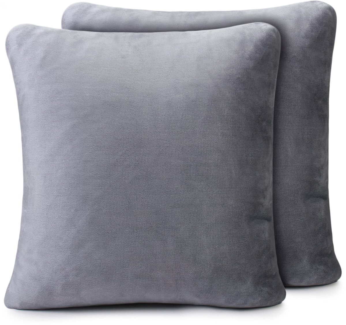 Ibenzoa Set van twee zachte antraciet kussenslopen met luxe uitstraling 50x50 cm