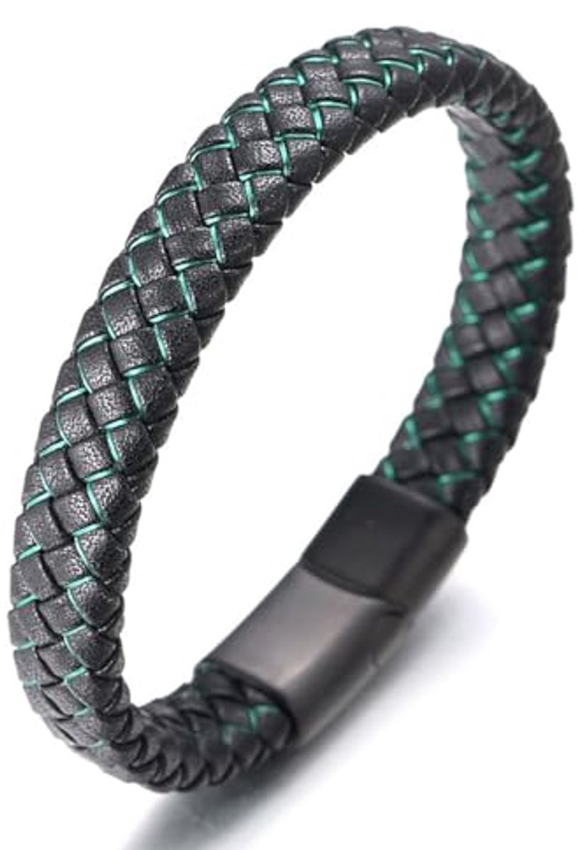 HALUKAKAH ● Jazz ● Echt Leder Handgemaakte Vlecht Veelkleurig Armband Magnetische Sluiting van Titanium Maat Verstelbaar 21.5-23cm met Gratis Geschenkdoos