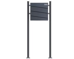 SCHARTEC SBS-SPB-1 Design staande brievenbus, vrijstaand, antraciet, met krantenvak, staande brievenbus