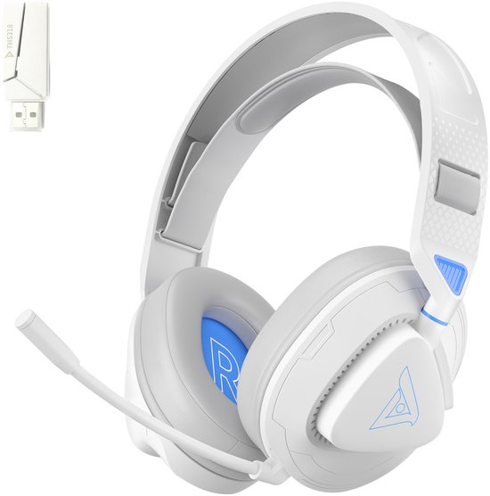 Casque de Gaming sans fil TAIDU THS318 2,4 GHz - Casque circum-aural - Avec microphone - Compatible PC/PS4/PS5, Nintendo Switch - Wit