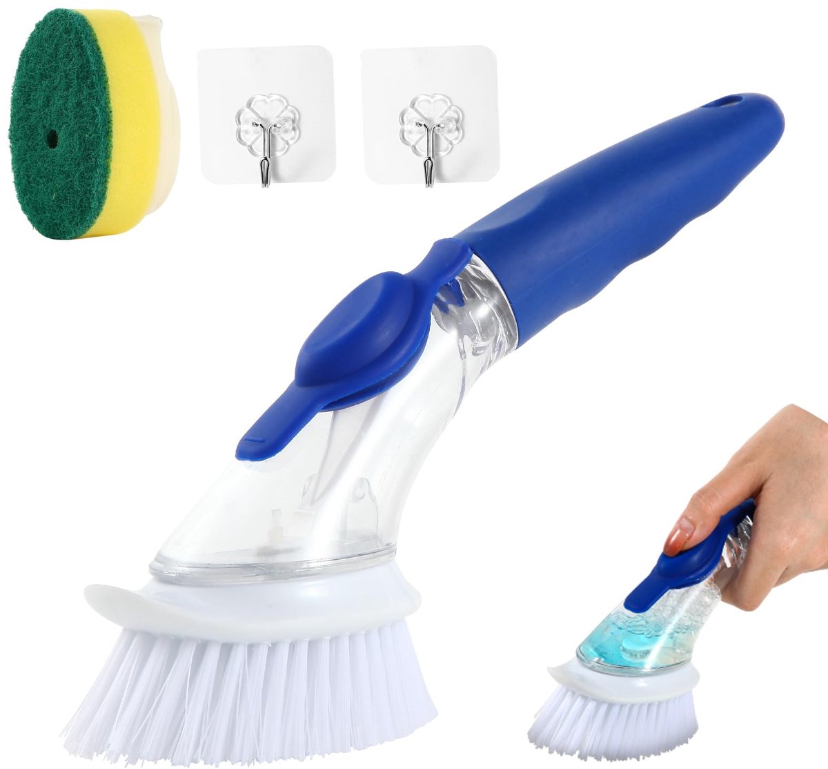 Ibenzoa® Vulbare afwasborstel met dispenser en verwisselbare koppen voor keukens