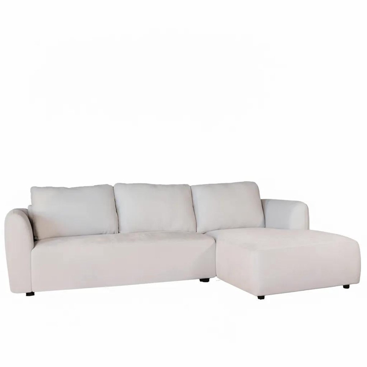 Hoekbank Hudson 280cm chenille lichtgrijs bank rechts loungebank hoeksalon