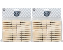Urban Living Basic plus Size wasknijpers - 80x - bamboe hout - 8 cm - was ophangen