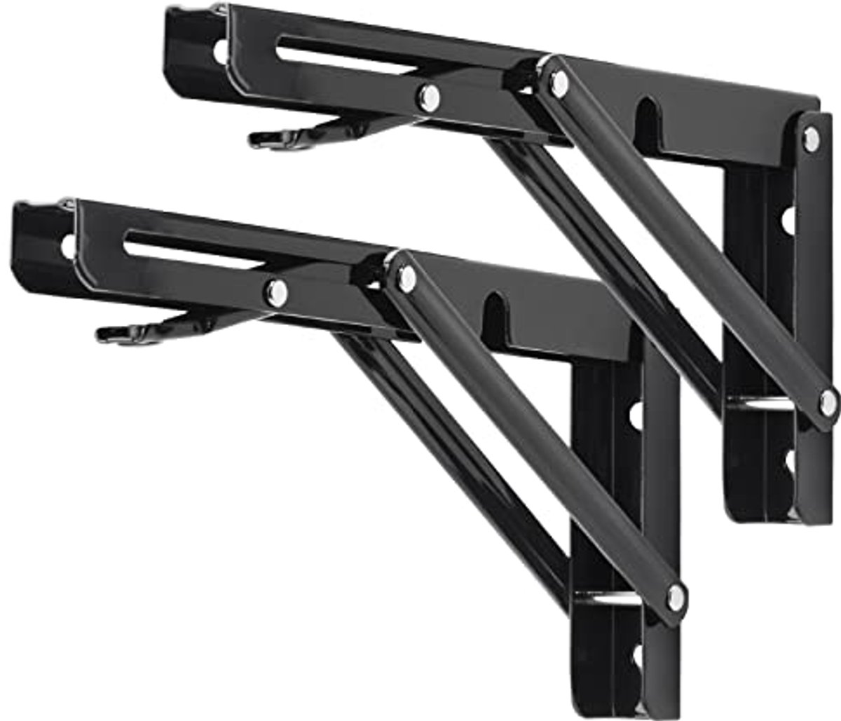 Opvouwbare Plankbeugels 300mm - Zware Klapbeugels voor Wandmontage - Tot 150kg Belastbaar - Verstevigingsbeugels Inclusief 2 Stuks