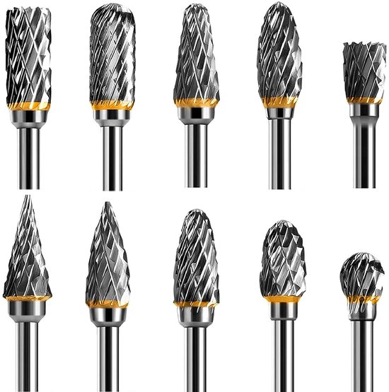 10 stuks titanium coating houtfrezen roterende vijlboren voor het grav