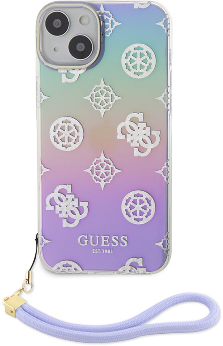 Guess Back Cover - Apple iPhone 15 Plus - Paars - Slanke pasvorm - Polskoord voor draaggemak