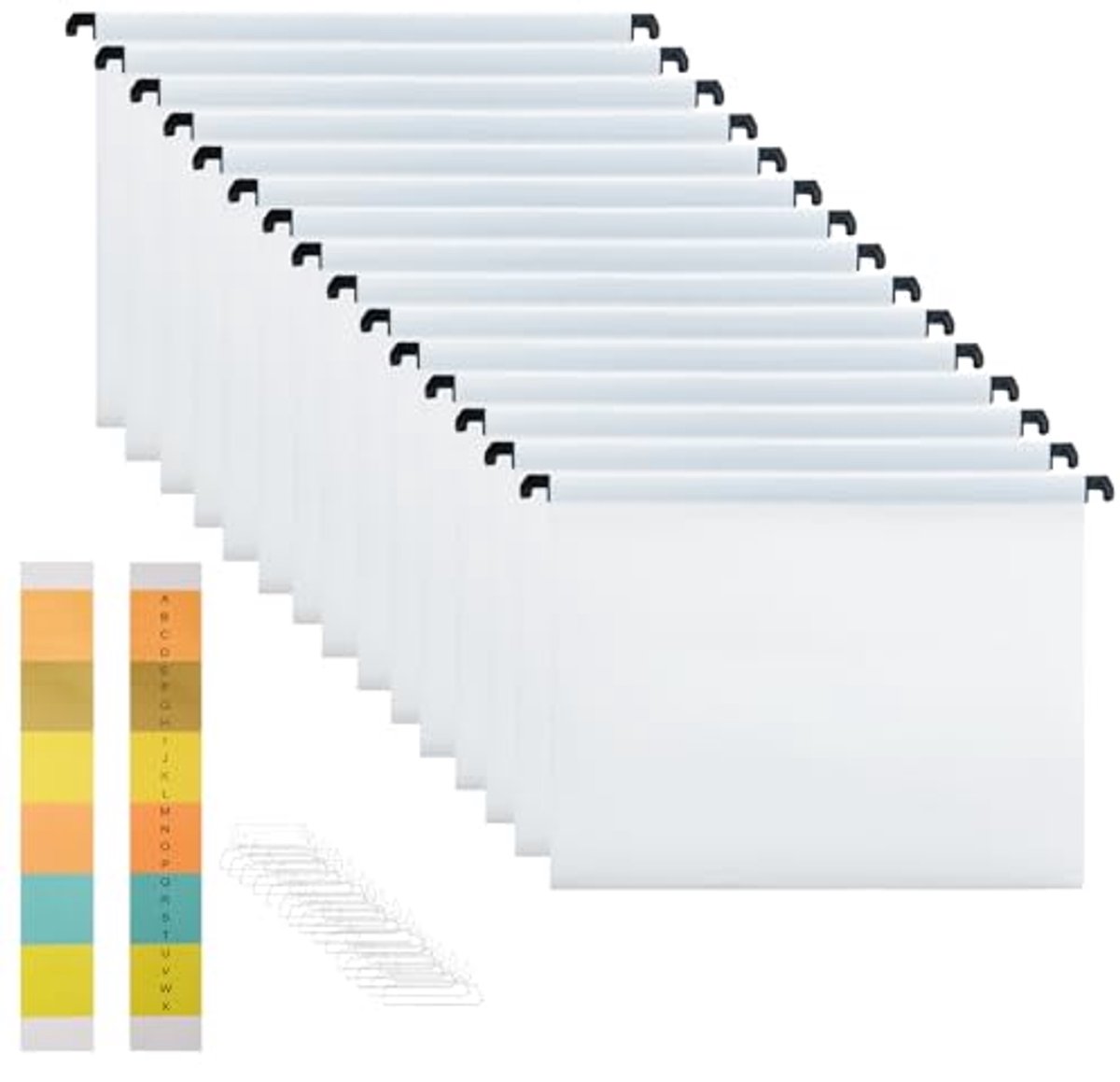 Ophangmappen A4 - 15 stuks polypropyleen archiefkast met tabbladen en labelkaarten voor thuis en kantoor organisatie