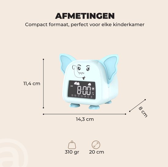 ADEL Slaapwekker & Slaaptrainer voor Kinderen - Kinderwekker / Kinderklok met Nachtlampje - Slaapschaap - Incl. Beloningskaart - Lieve Olifant van ADEL — afbeelding 2