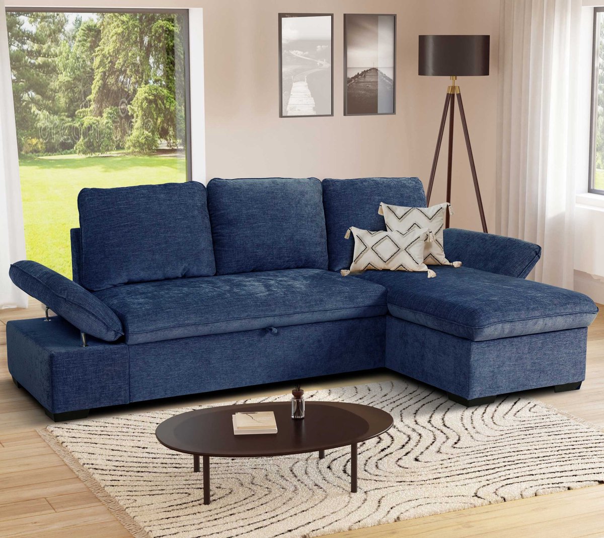 Hoekzetel Candy Rechts - Met Opbergruimte - Blauw