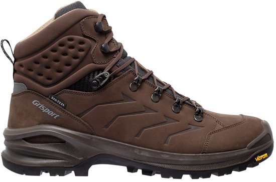 Bruine Grisport wandelschoen met Vibram zool en gesp details.