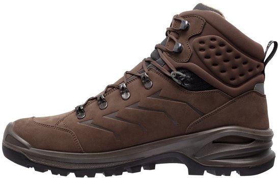 Zijaanzicht van een bruine Grisport wandelschoen met Vibram zool.