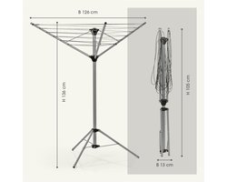 Droogmolen met Voet voor Camping & Thuis - Wasrek Staand - Droogrek Inklapbaar - Aluminium