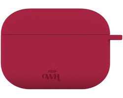 xoxo Wildhearts siliconen hoesje geschikt voor AirPods Pro (2) - Silicone Case (Burgundy) - Beschermhoes met clip - Optimale bescherming - Bordeaux Rood