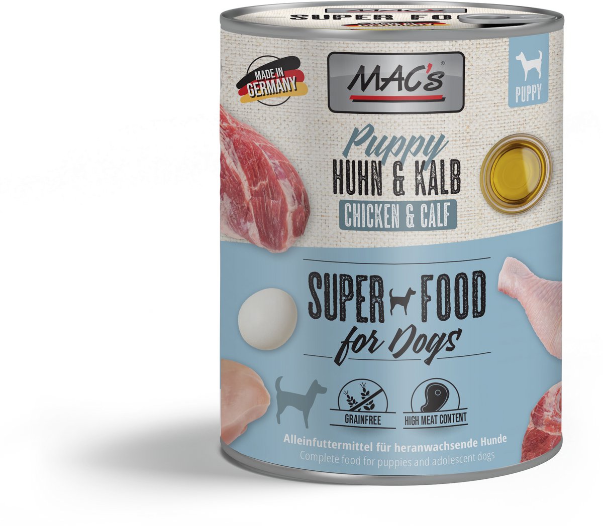 MAC's DOG - Puppy Blik 6x800g - Kip & Kalfsvlees