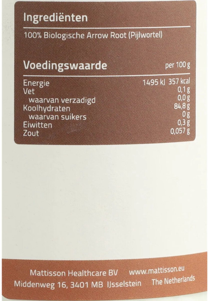 Mattisson Arrow Root Poeder Bio - 3 x 190 gr - Voordeelverpakking
