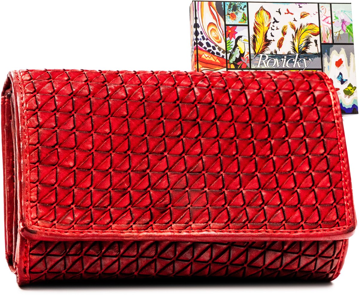 Dames leren portemonnee RN19-ZPT-7286 Rood