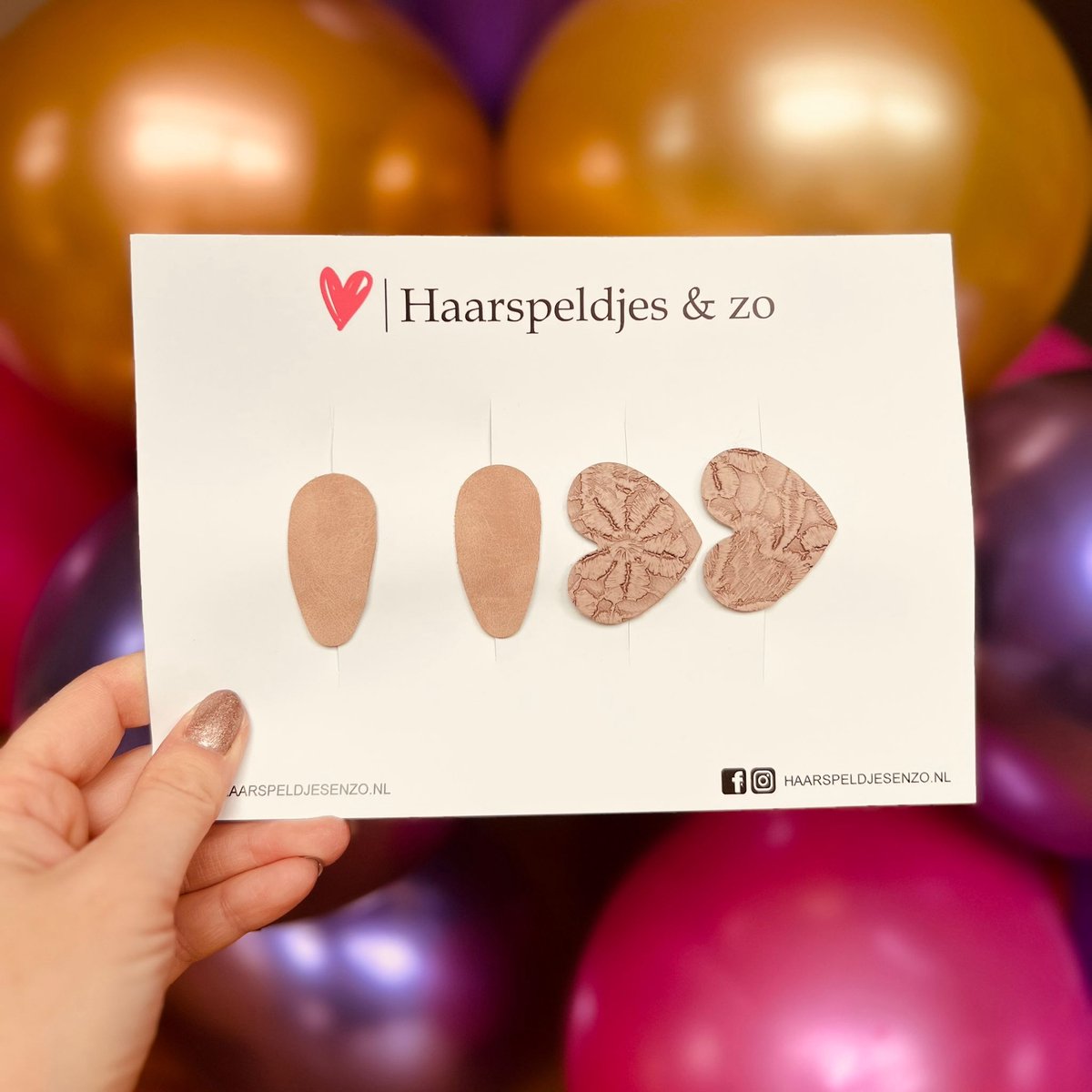 Haarspeldje antislip - baby's - kinderen - meisjes - mix - hartjes - imitatieleer - roze