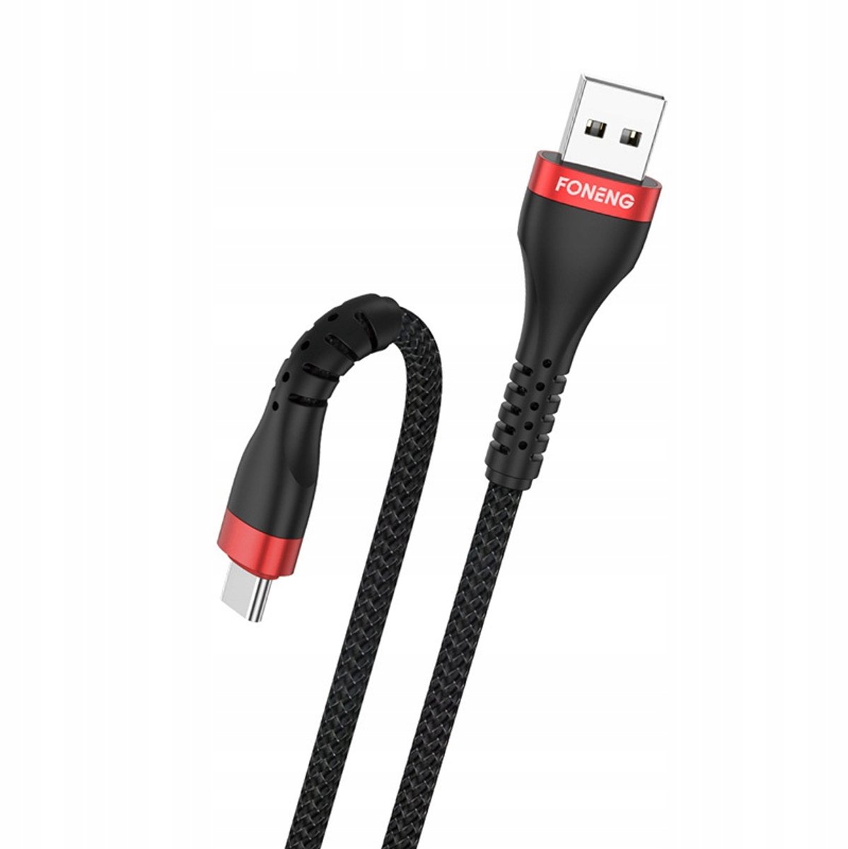 Foneng X82 USB naar USB-C Kabel - 3A, 1m, Zwart