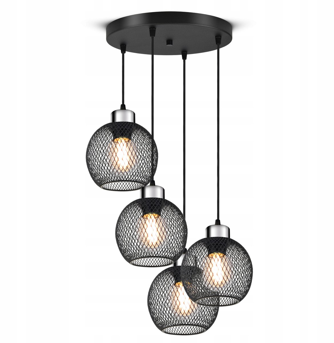 Vantage LOFT Hanglamp Zwart Metale E27 - 4 Lampen