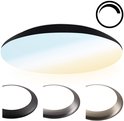 Ovale plafondlamp met zwarte rand en verstelbare kleurtemperatuur. Drie opties voor de randkleur: zwart, metaalgrijs en brons.