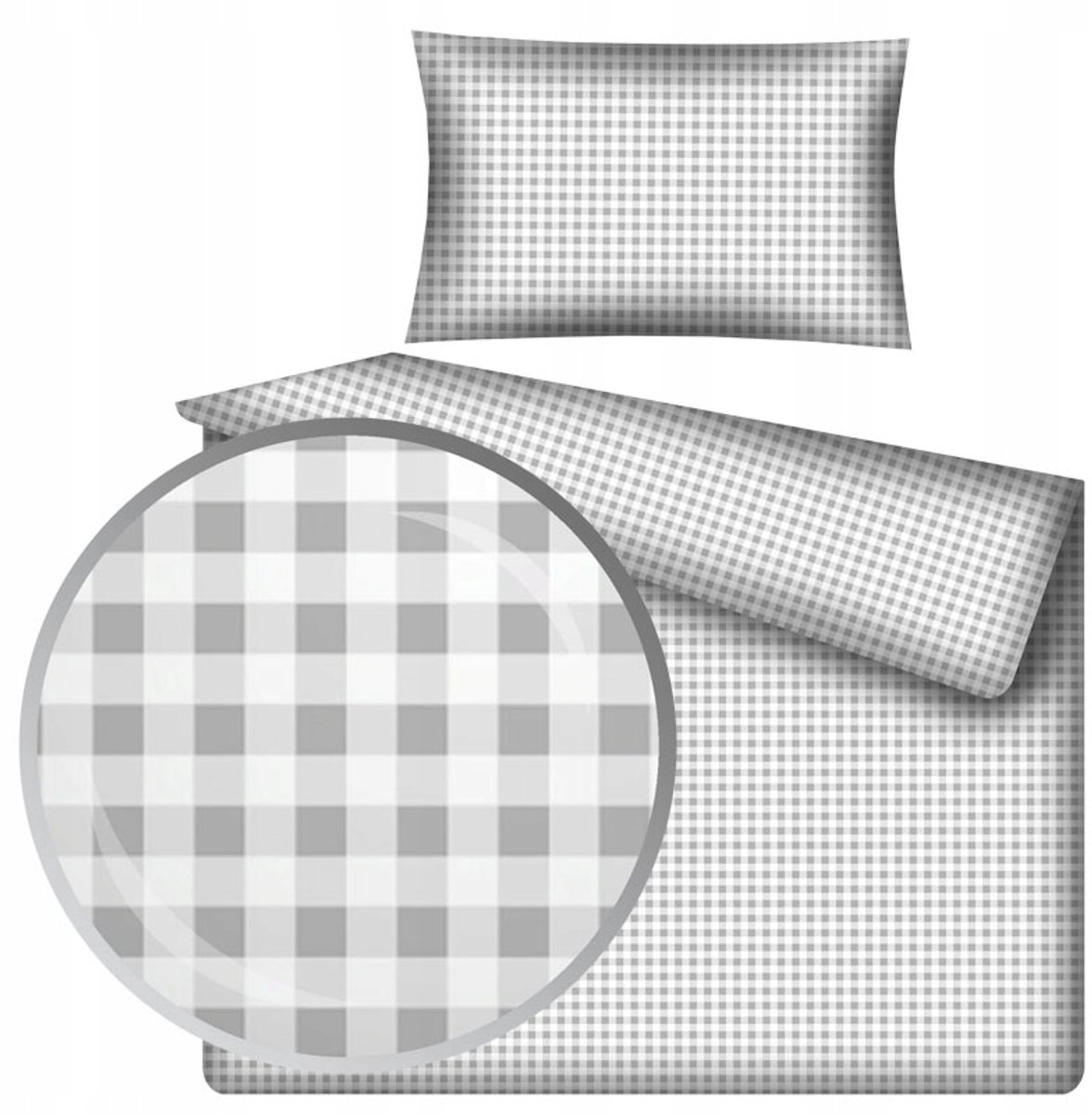 Kinderbeddengoed Katoen Grijs-Wit Geruit 90x120 cm